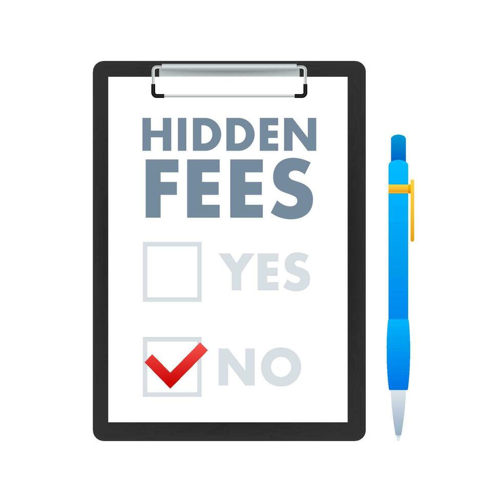no hidden fees money guarantee make mark lack of fees stock illustration vector