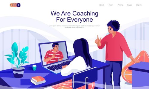 coaching-concept-isometric-landing-page-people-watching-online-seminar-in-office-professional-development-and-education-3d-web-banner-illustration-in-flat-design-for-website-template-vector
